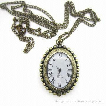 Nice Vintage Style Carved Pocket Pendant Watch with Alloy Case, Customized Logos are Welcome